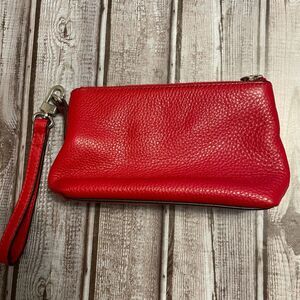 Brooks Brothers Red Pebble Leather Wristlet Wallet